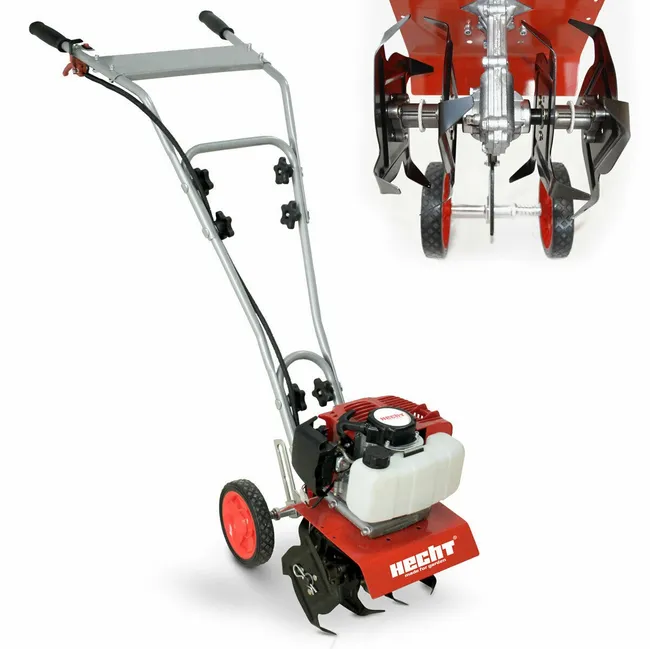 HECHT 752 Motobineuse Moteur 2 temps Fraiseuse Houe Jardin Houe du cultivateur 16 couteaux 14.3 kg largeur travail 25cm 9000tr/min - Image 1