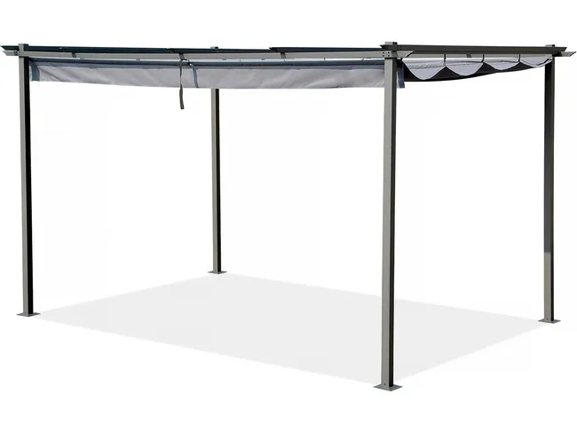 Pergola en métal avec toit rétractable - 3 x 4 m - Gris anthracite - Image 1